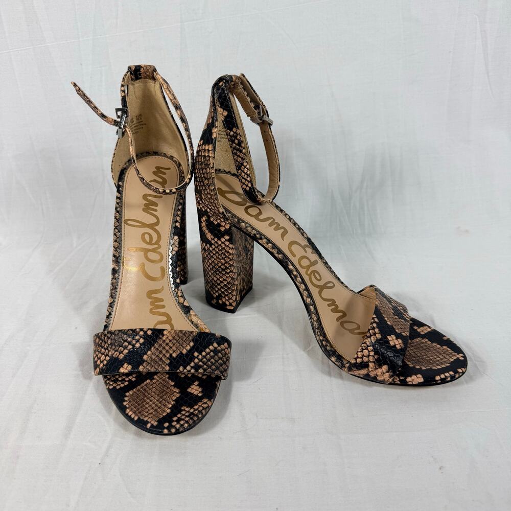 Sam Edelman Yaro Heels Women’s Size 8.5 Brown Snakeskin Print